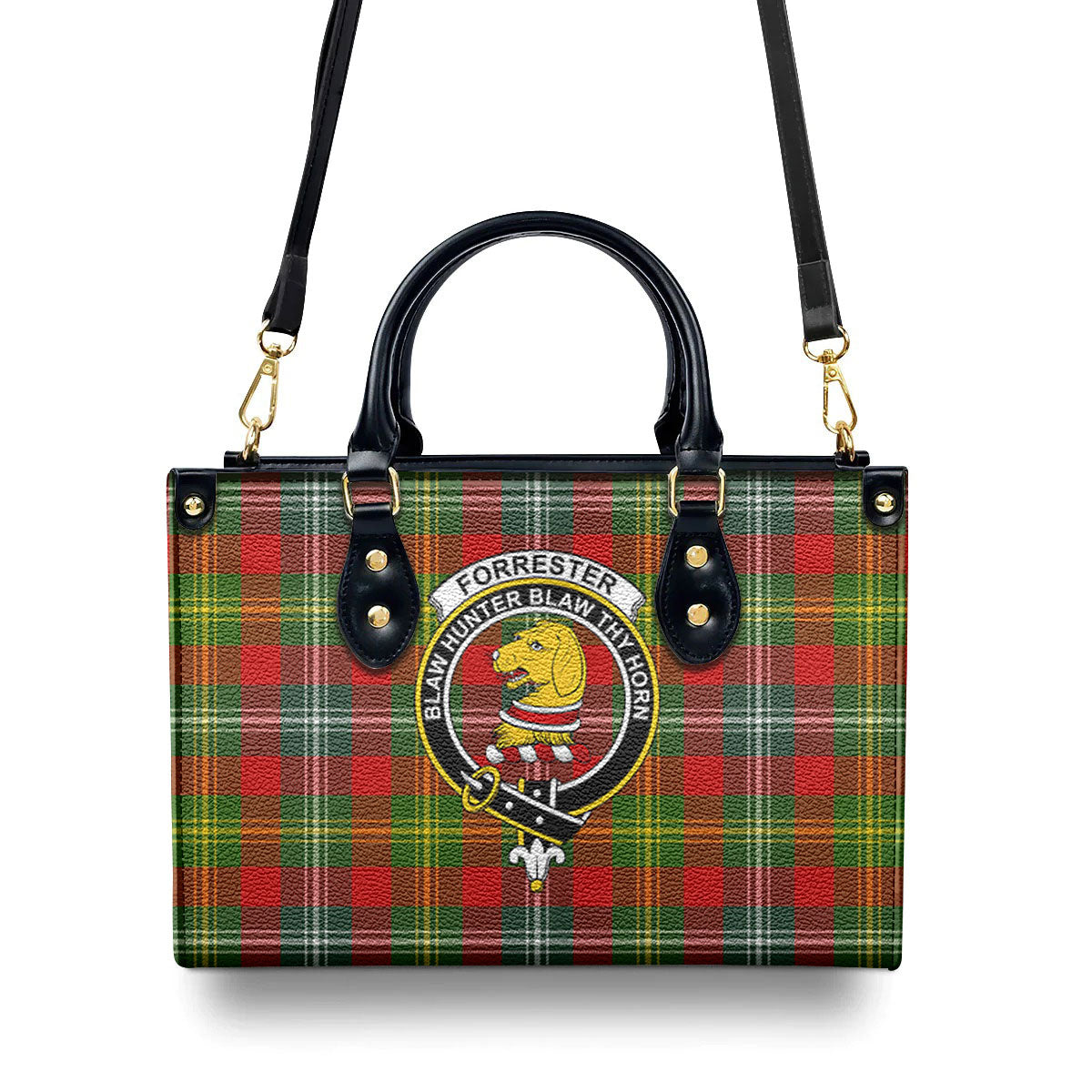 Forrester Tartan Crest Leather Handbag