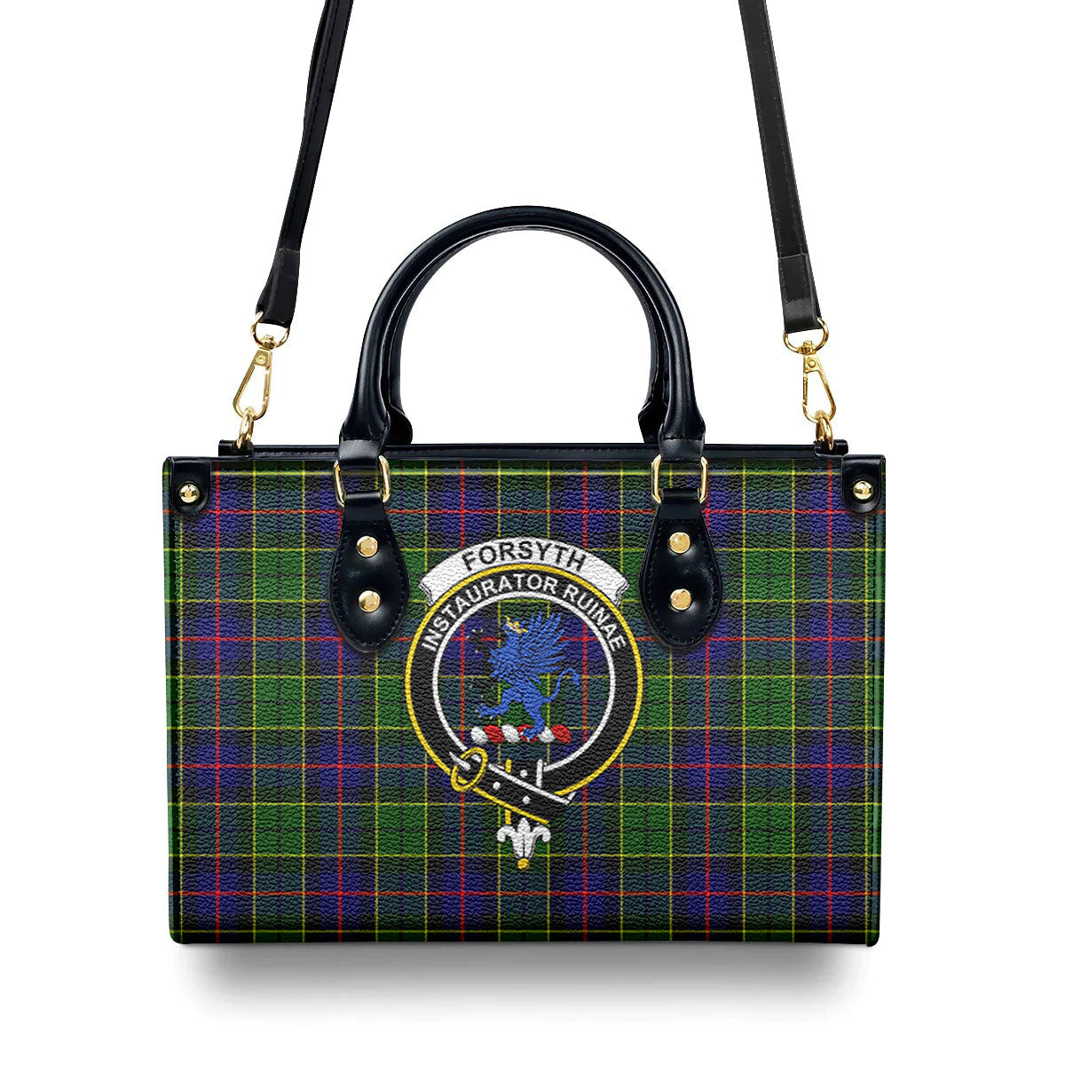 Forsyth Modern Tartan Crest Leather Handbag