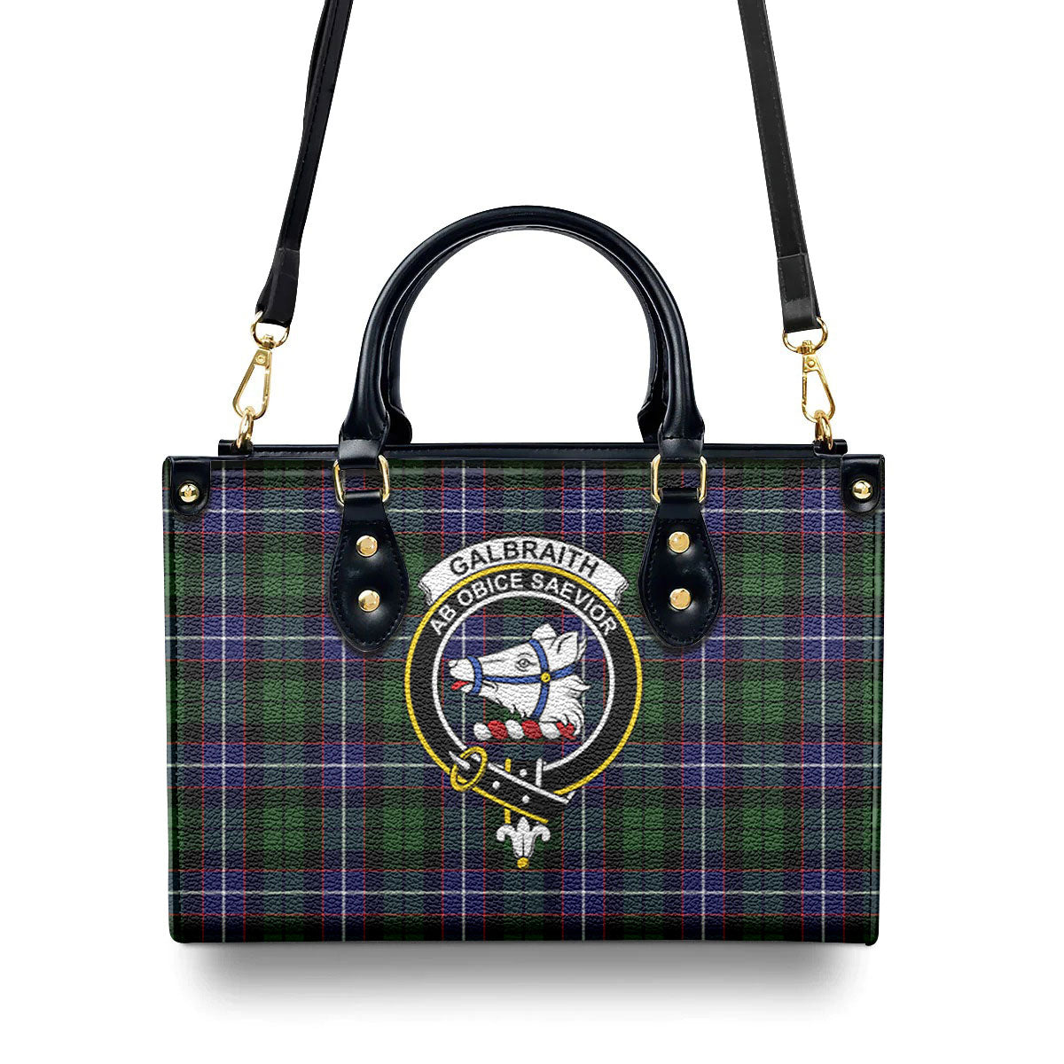 Galbraith Modern Tartan Crest Leather Handbag