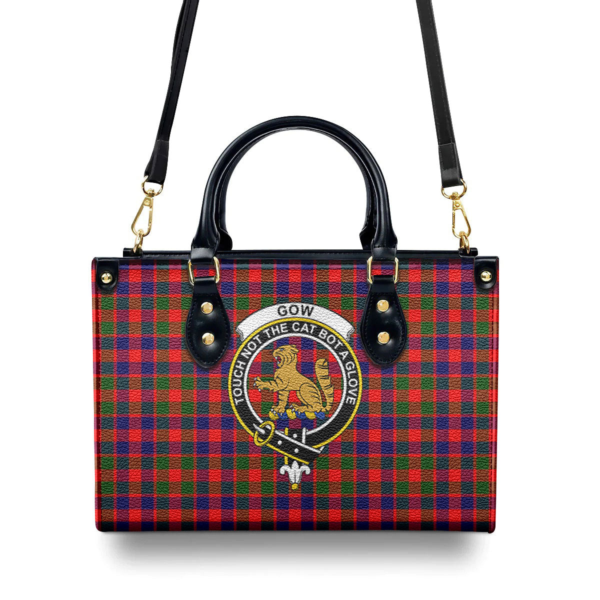 Gow (or McGouan) Tartan Crest Leather Handbag