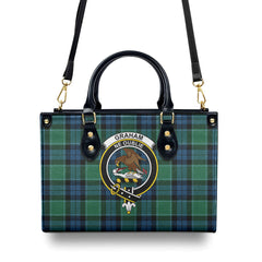 Graham of Menteith Ancient Tartan Crest Leather Handbag