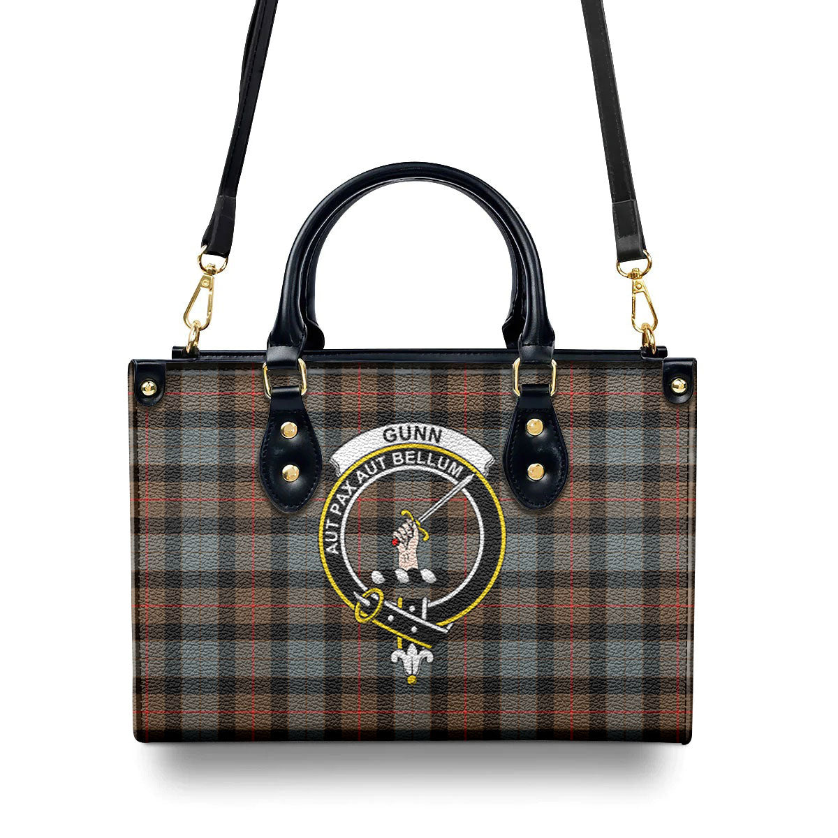 Gunn Weathered Tartan Crest Leather Handbag