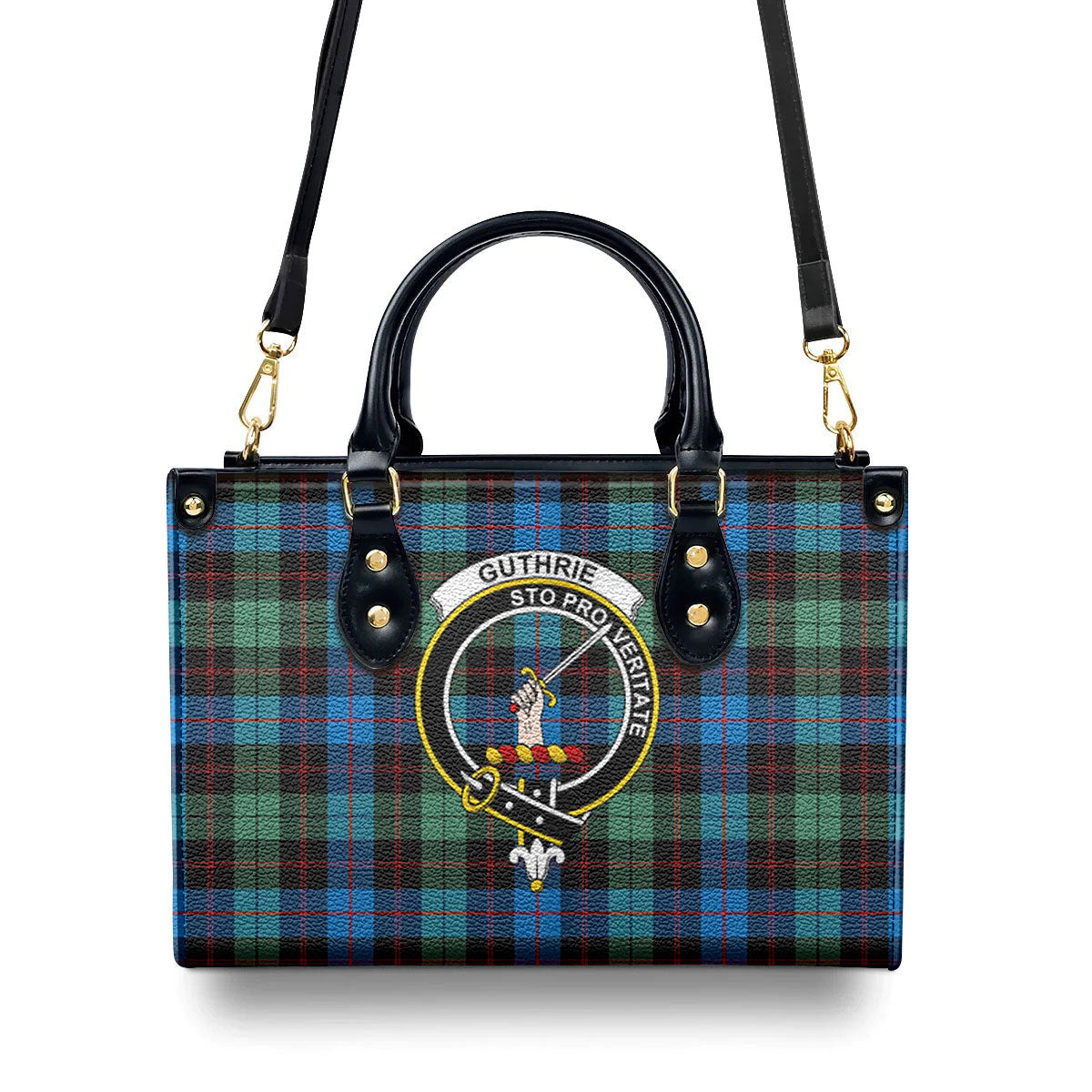 Guthrie Ancient Tartan Crest Leather Handbag