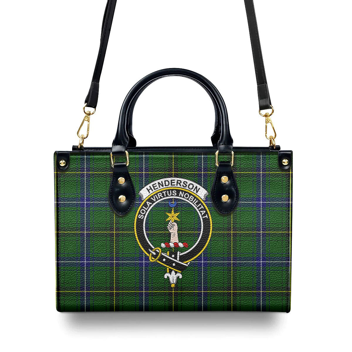 Henderson Modern Tartan Crest Leather Handbag