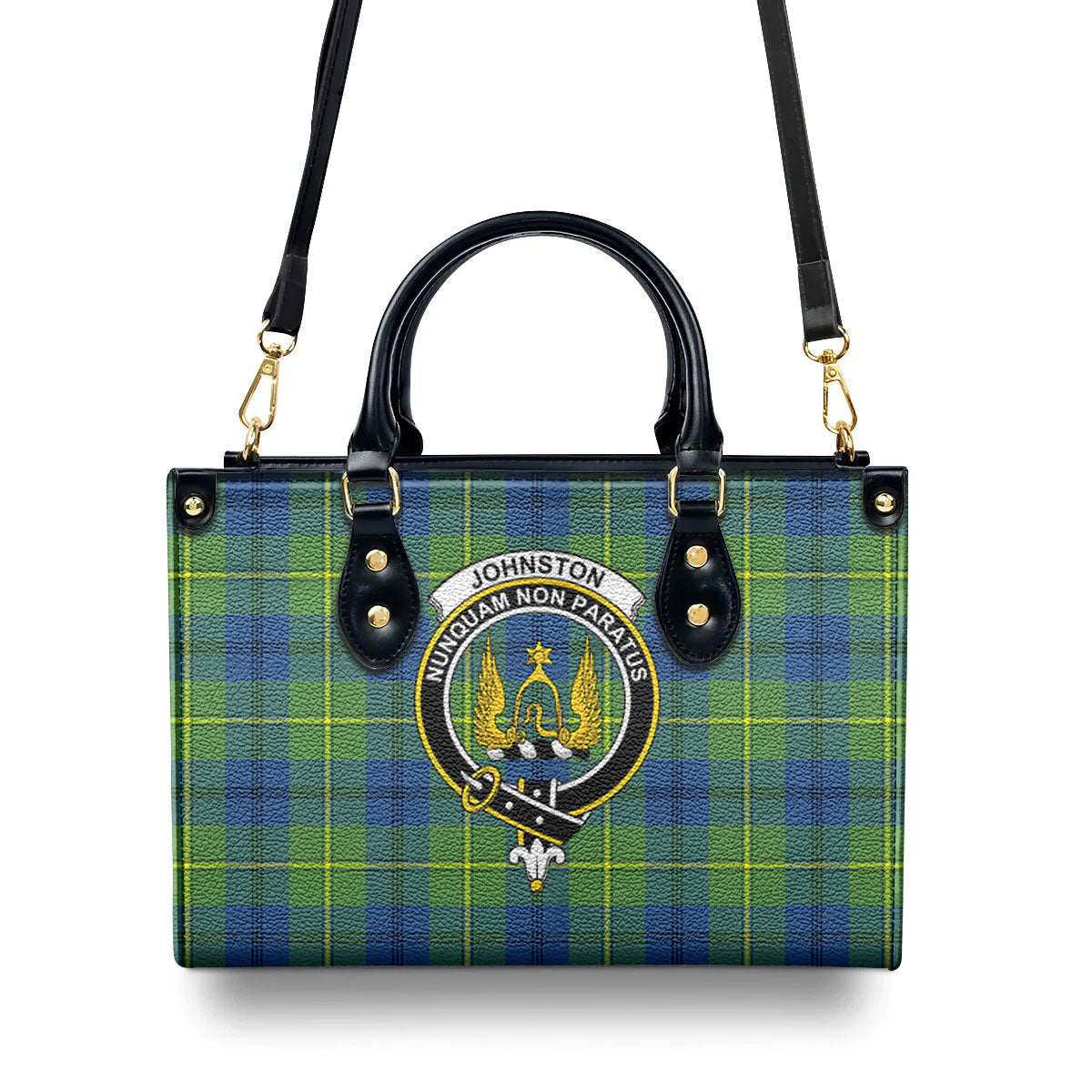 Johnston Ancient Tartan Crest Leather Handbag