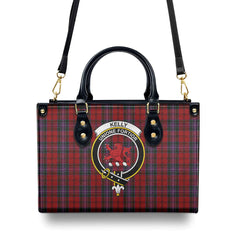 Kelly of Sleat Red Tartan Crest Leather Handbag