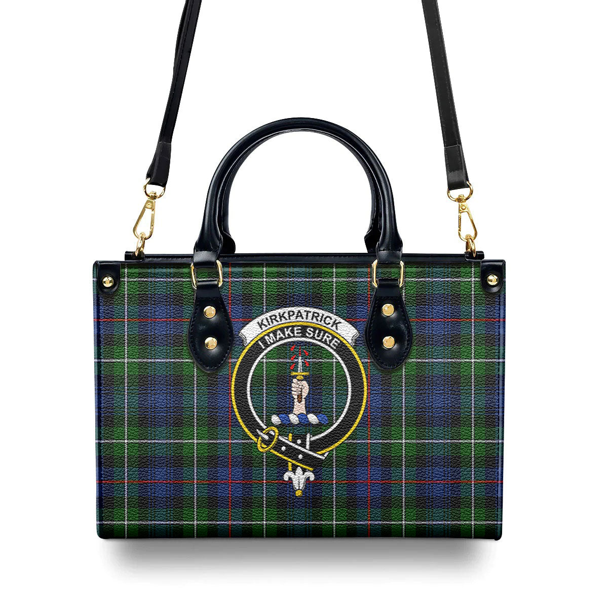 Kirkpatrick Tartan Crest Leather Handbag