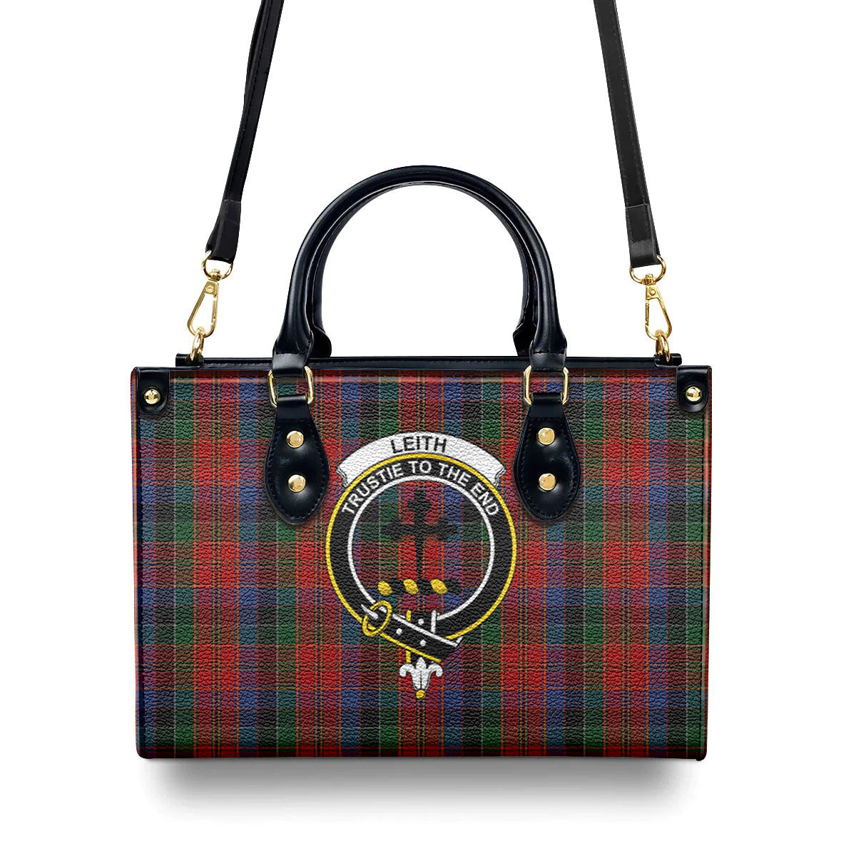 Leith Tartan Crest Leather Handbag