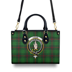 Logie Tartan Crest Leather Handbag