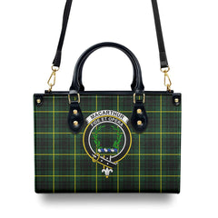 MacArthur Modern Tartan Crest Leather Handbag