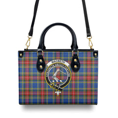 MacBeth Modern Tartan Crest Leather Handbag