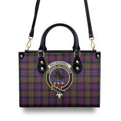 MacDonnell of Glengarry Modern Tartan Crest Leather Handbag