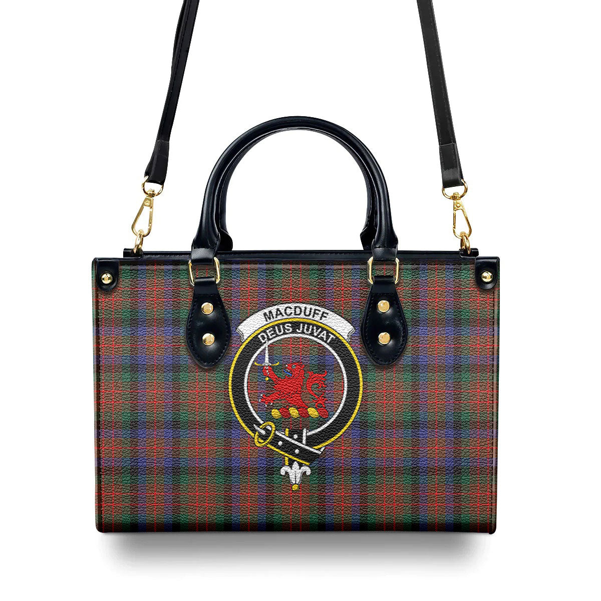 MacDuff Hunting Modern Tartan Crest Leather Handbag