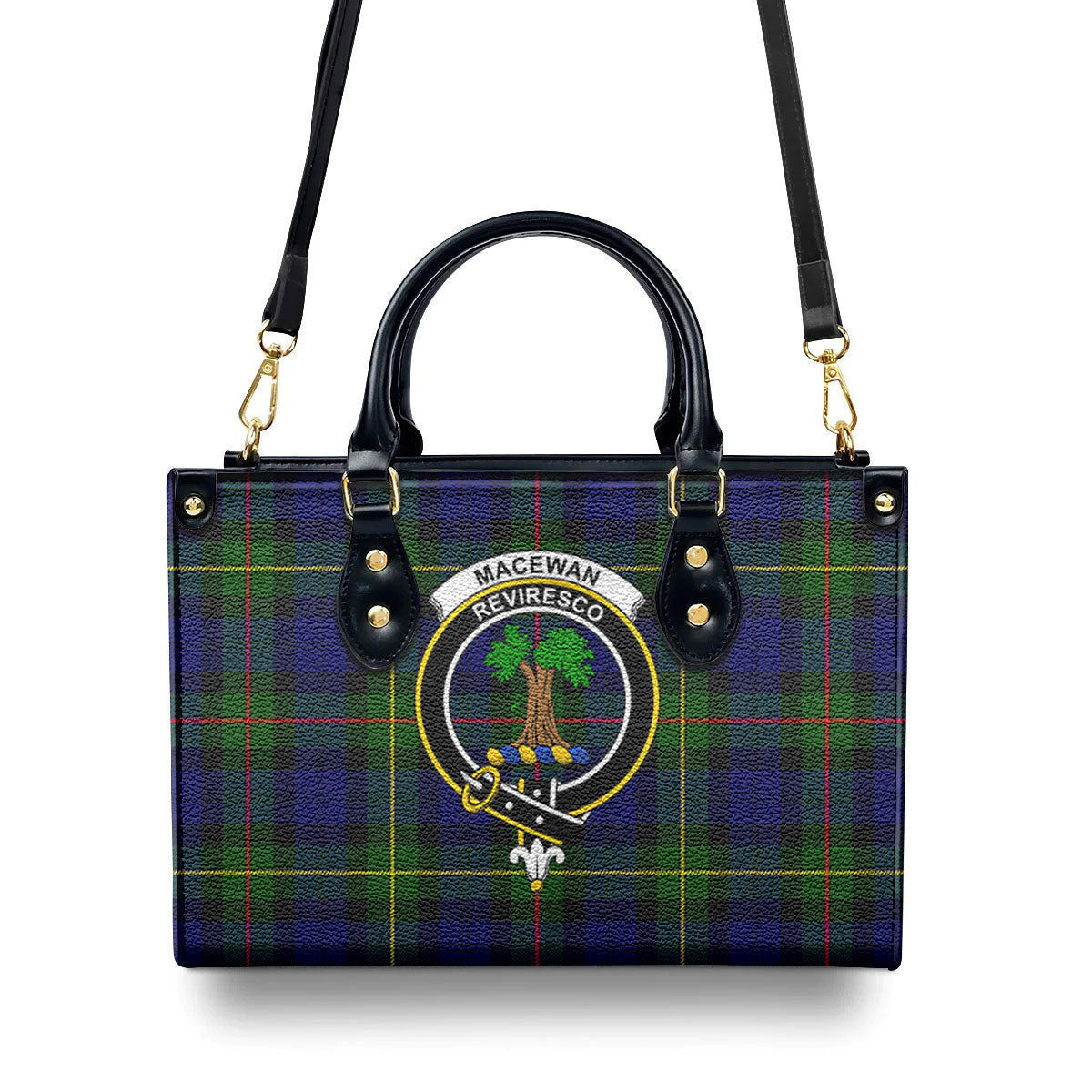 MacEwan Modern Tartan Crest Leather Handbag