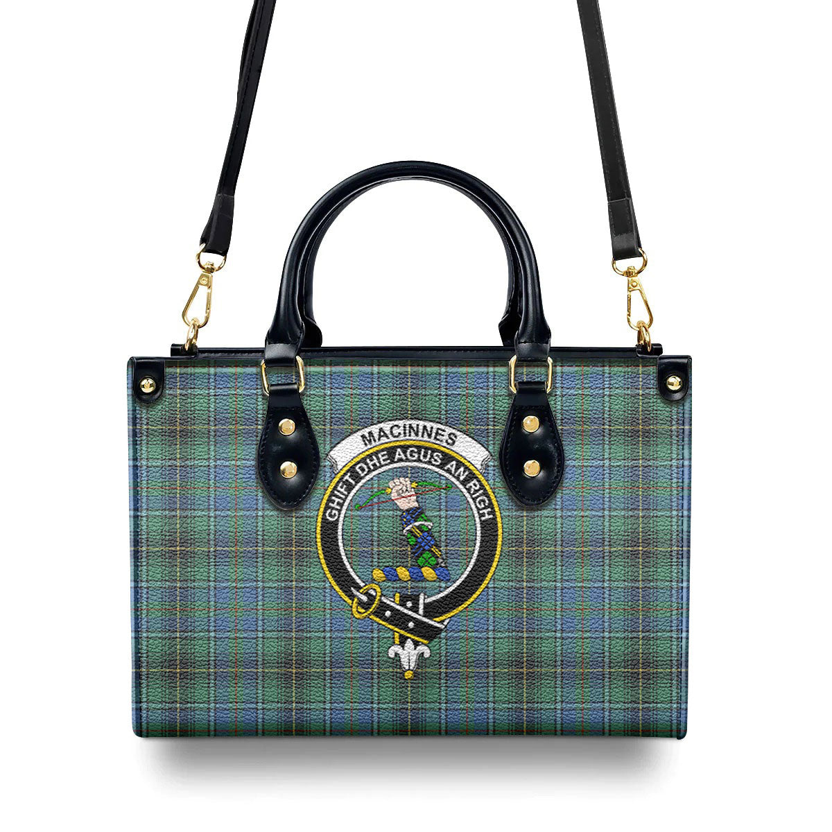 MacInnes Ancient Tartan Crest Leather Handbag