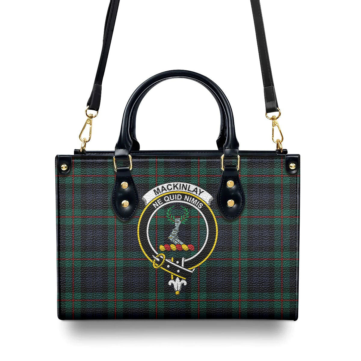 MacKinlay Modern Tartan Crest Leather Handbag