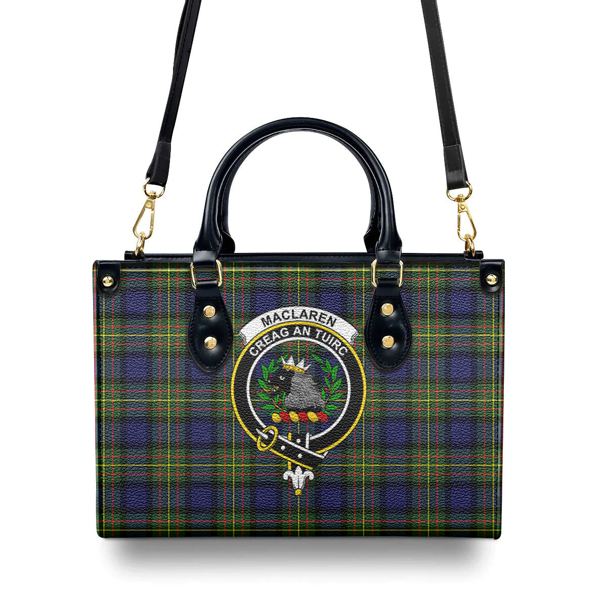 MacLaren Modern Tartan Crest Leather Handbag