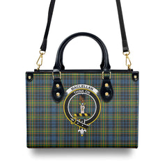 MacLellan Ancient Tartan Crest Leather Handbag