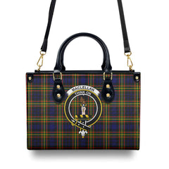 MacLellan Modern Tartan Crest Leather Handbag