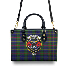 MacLeod of Harris Modern Tartan Crest Leather Handbag