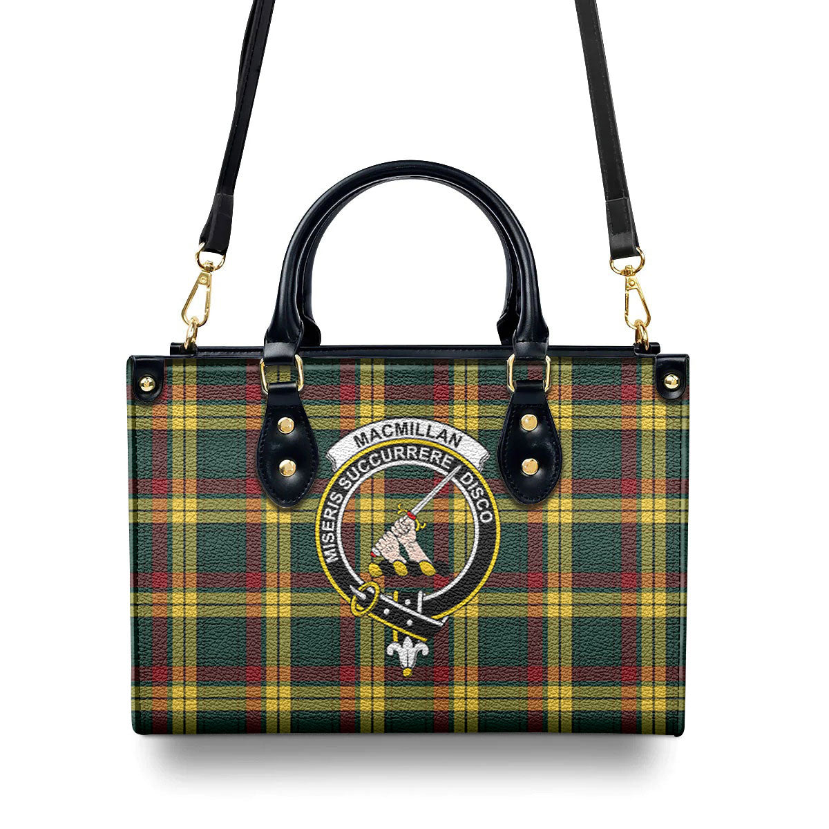 MacMillan Old Modern Tartan Crest Leather Handbag