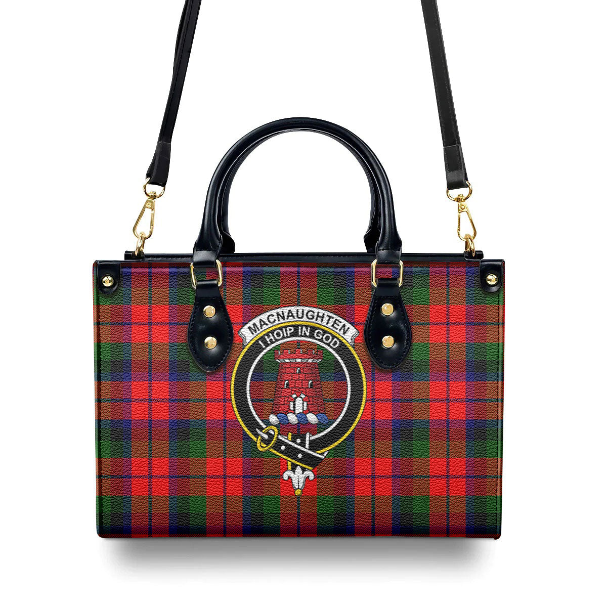 MacNaughten Tartan Crest Leather Handbag