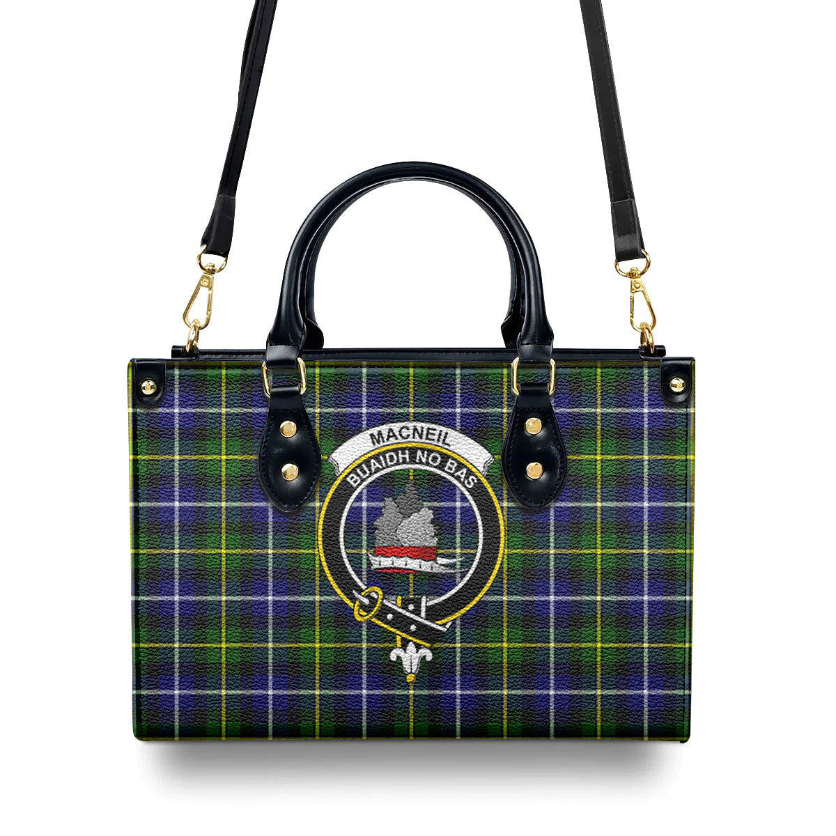 MacNeil of Barra Modern Tartan Crest Leather Handbag