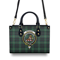 McAulay Hunting Ancient Tartan Crest Leather Handbag