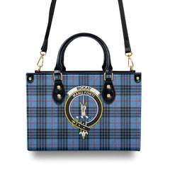 McKay Blue Tartan Crest Leather Handbag