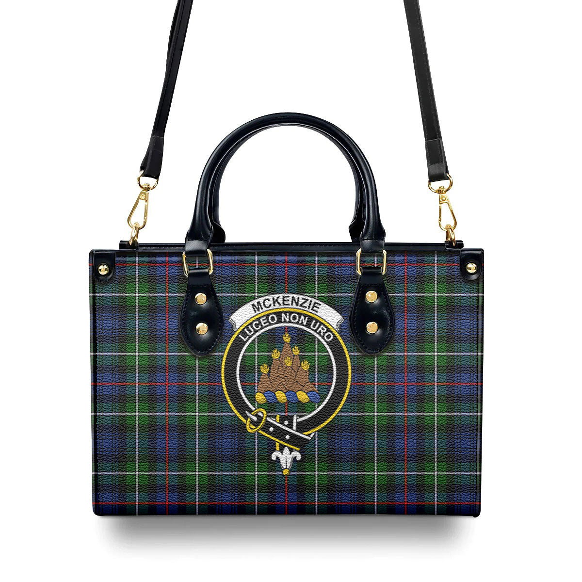 McKenzie Modern Tartan Crest Leather Handbag