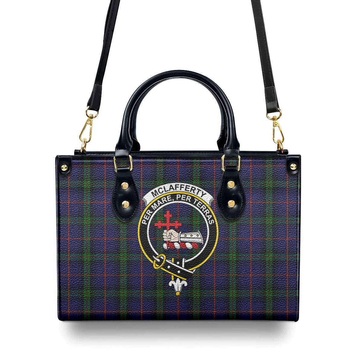 McLafferty Tartan Crest Leather Handbag