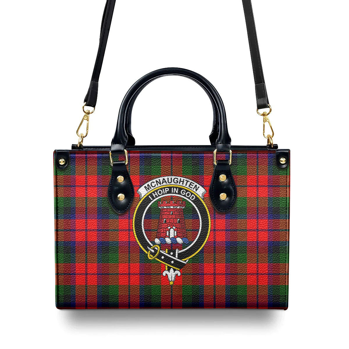 McNaughten Tartan Crest Leather Handbag