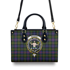 Murray of Atholl Modern Tartan Crest Leather Handbag