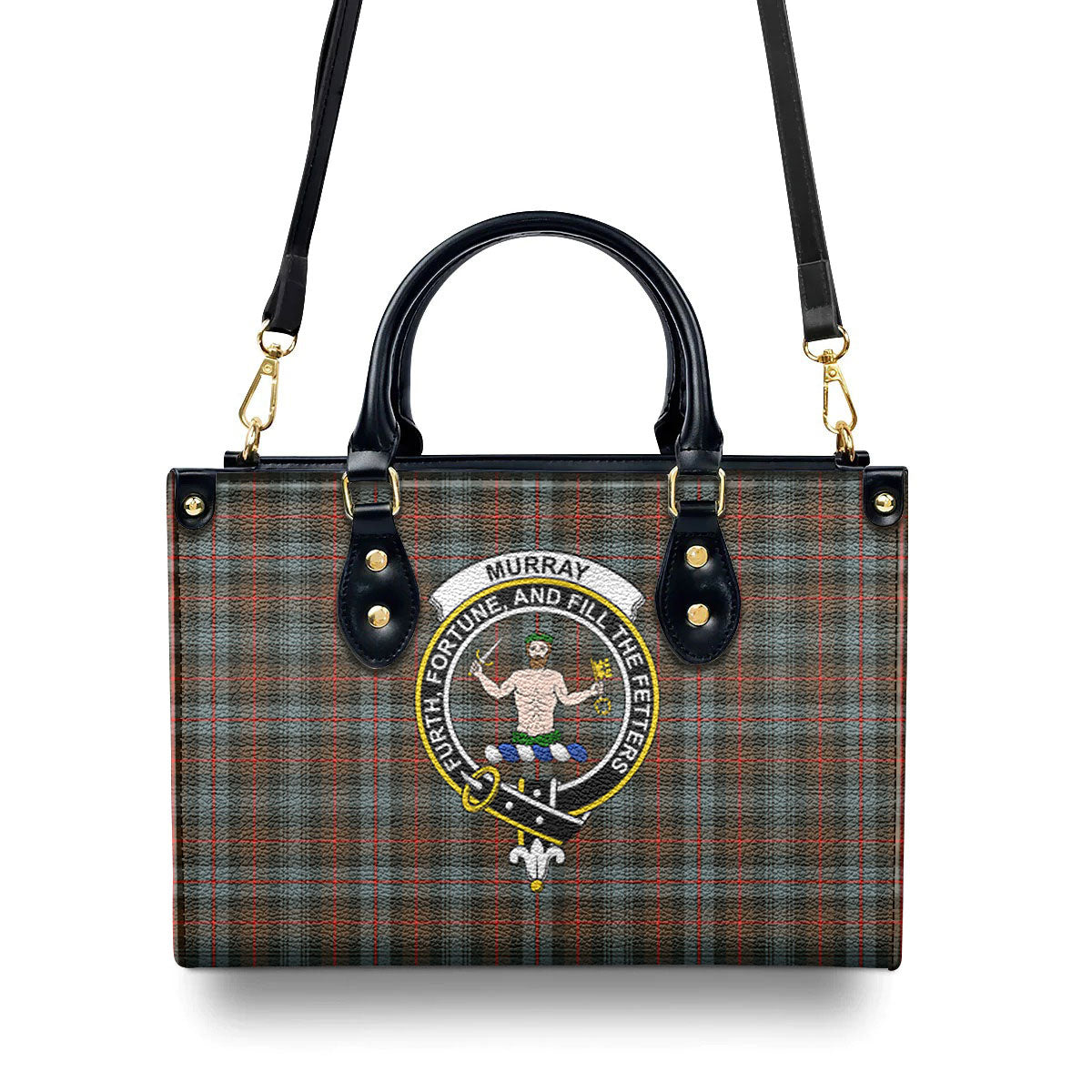 Murray of Atholl Weathered Tartan Crest Leather Handbag