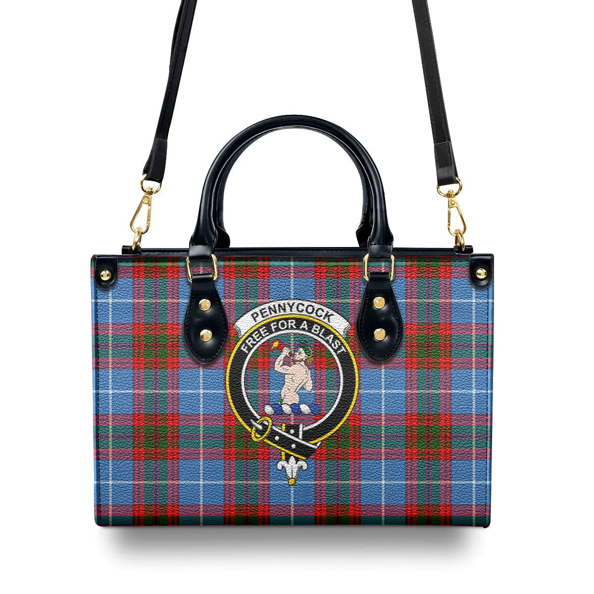 Pennycook Tartan Crest Leather Handbag