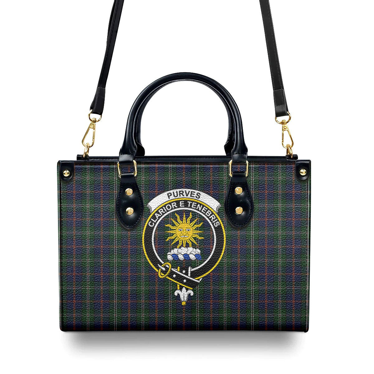 Purves Tartan Crest Leather Handbag