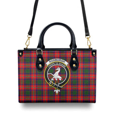 Roxburgh District Tartan Crest Leather Handbag