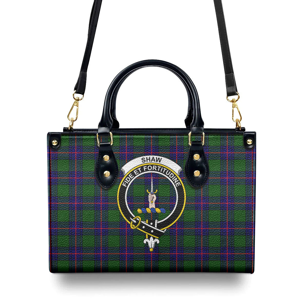 Shaw Modern Tartan Crest Leather Handbag