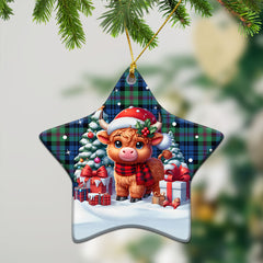 Baird Ancient Tartan Christmas Ceramic Ornament - Highland Cow Winter Style