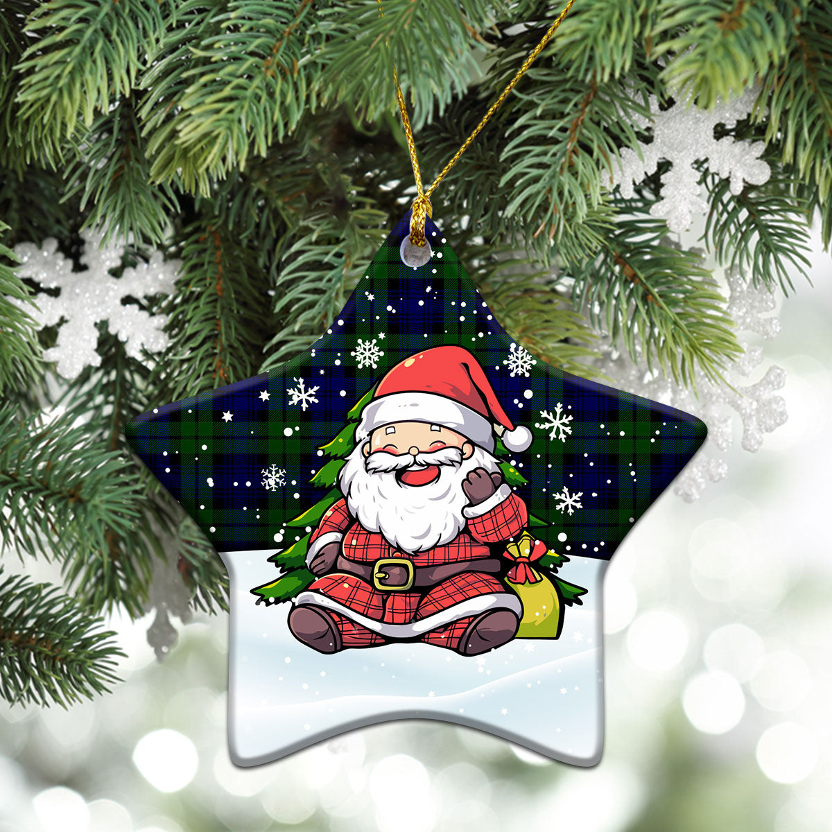 Bannatyne Tartan Christmas Ceramic Ornament - Scottish Santa Style