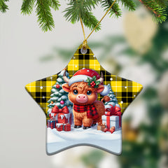 Barclay Dress Modern Tartan Christmas Ceramic Ornament - Highland Cow Winter Style