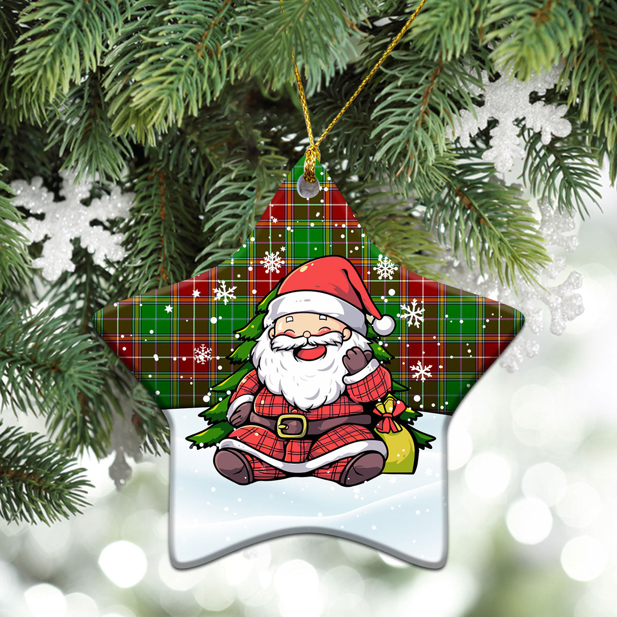 Baxter Modern Tartan Christmas Ceramic Ornament - Scottish Santa Style