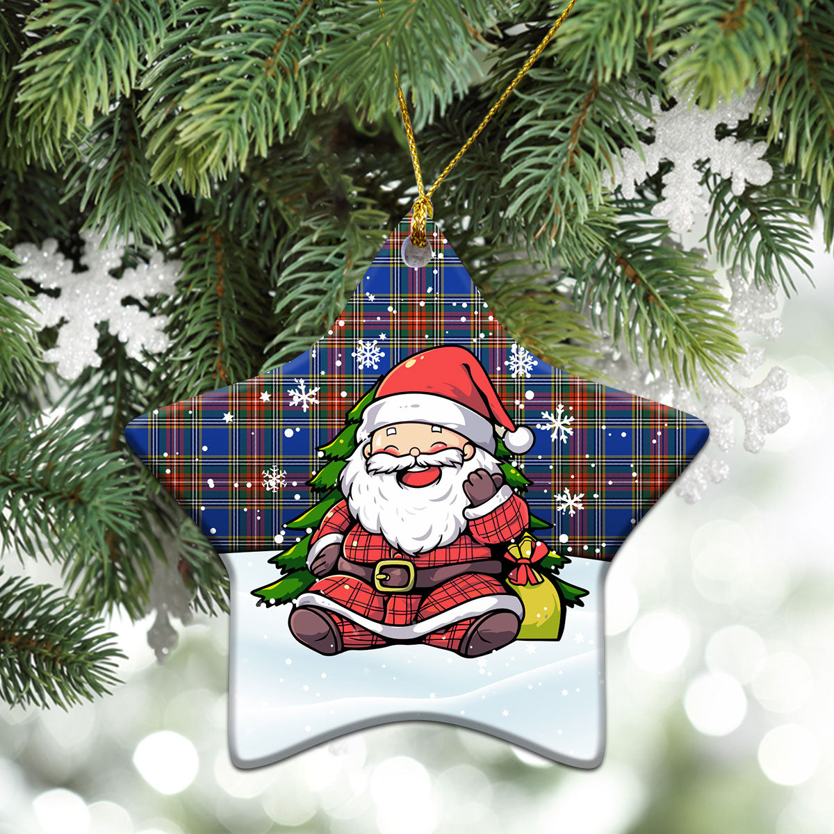 Beaton Ancient Tartan Christmas Ceramic Ornament - Scottish Santa Style