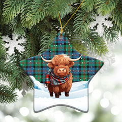 Blair Ancient 01 Tartan Christmas Ceramic Ornament - Highland Cows Snow Style