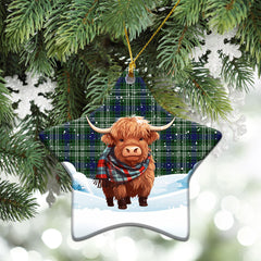 Blyth Tartan Christmas Ceramic Ornament - Highland Cows Snow Style