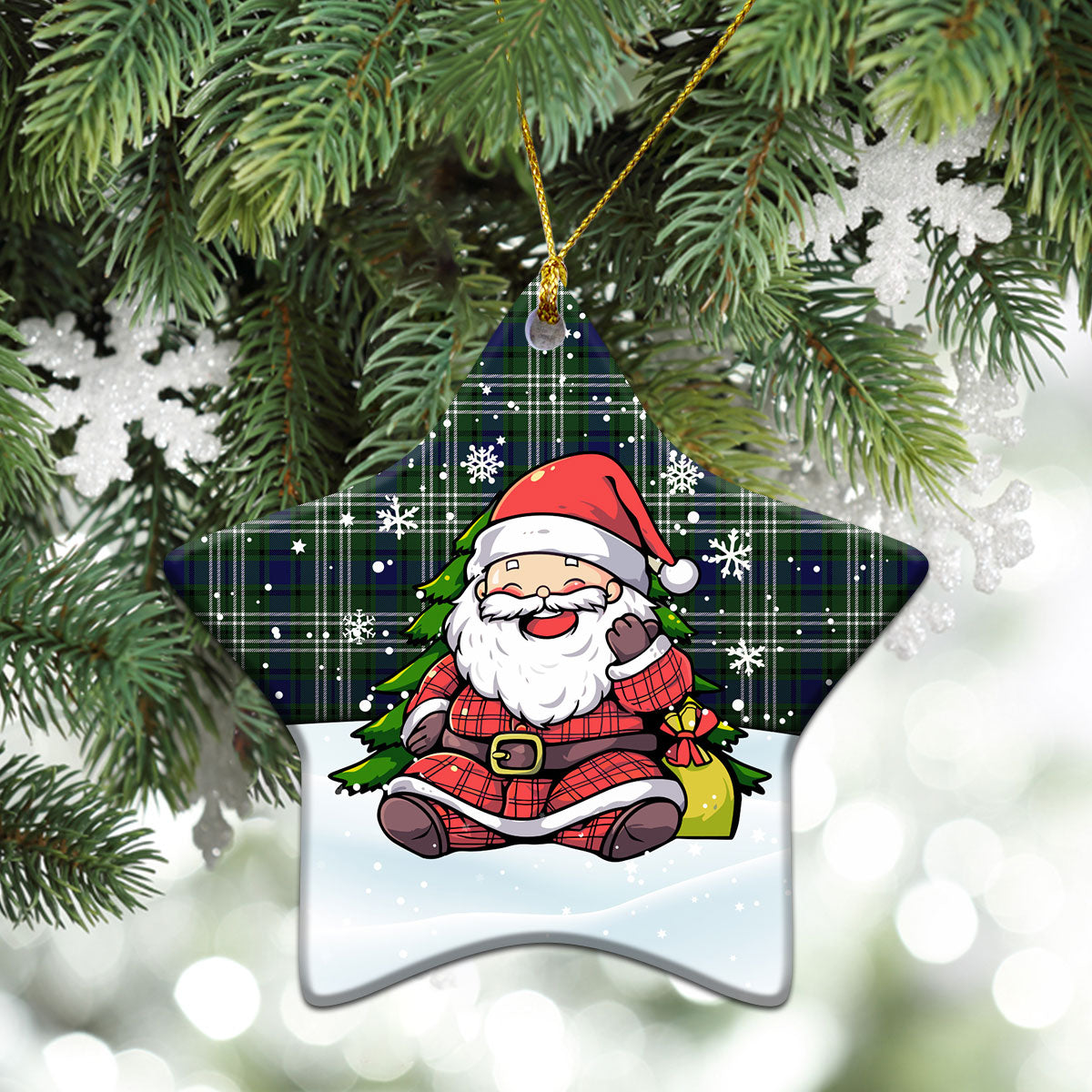 Blyth Tartan Christmas Ceramic Ornament - Scottish Santa Style