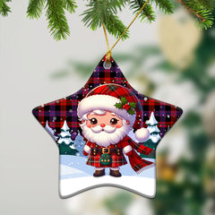 Brown Modern Tartan Christmas Ceramic Ornament - Santa Claus In Kilt Style