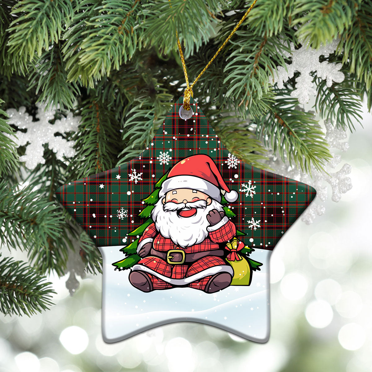 Buchan Ancient Tartan Christmas Ceramic Ornament - Scottish Santa Style