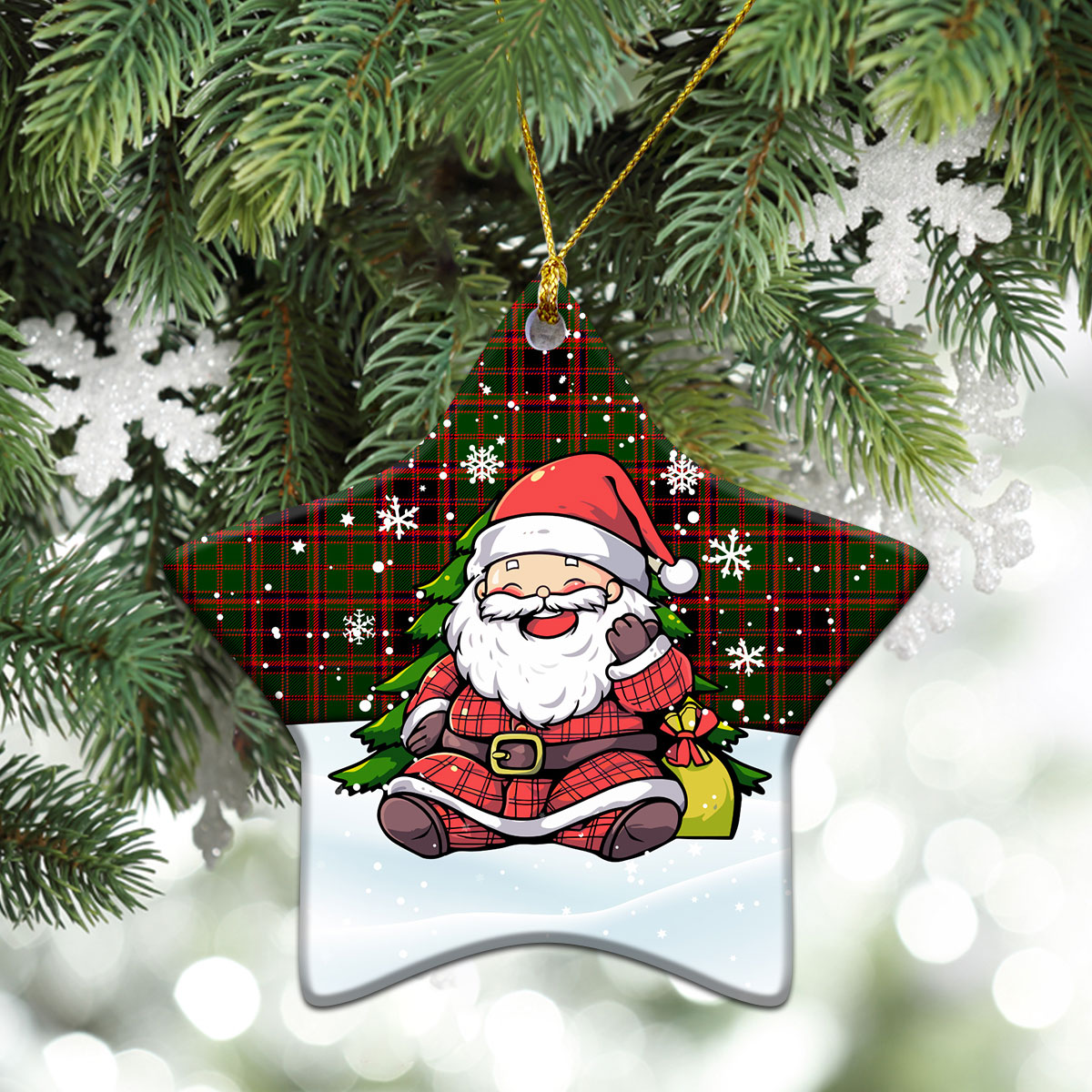 Buchan Modern Tartan Christmas Ceramic Ornament - Scottish Santa Style