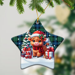 Campbell Ancient 02 Tartan Christmas Ceramic Ornament - Highland Cow Winter Style